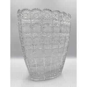 Vintage Bohemia Crystal Handmade and Hand-Cut Large Heavy Vase